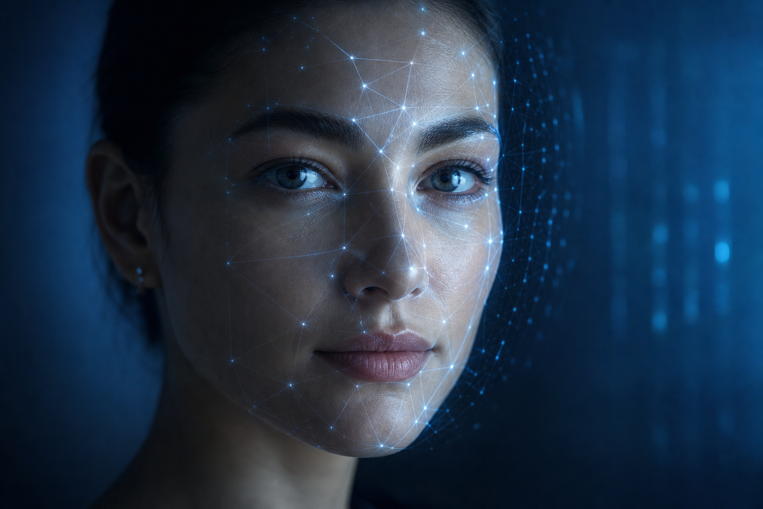 Facial Recognition Scan of Womans Face