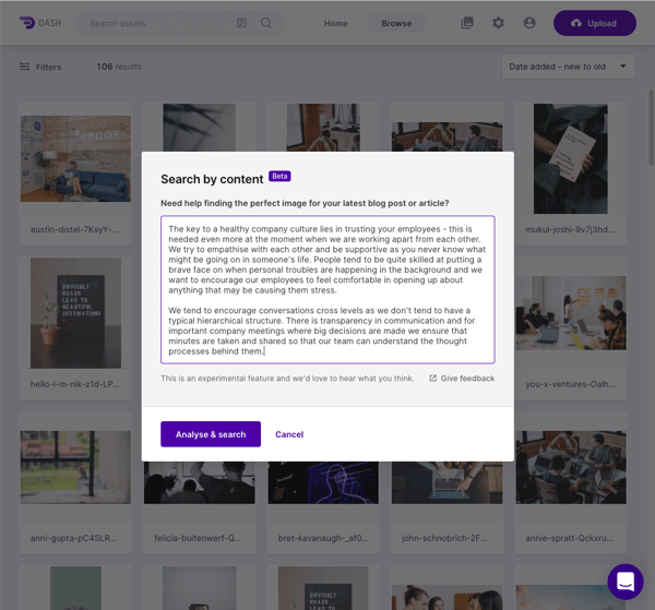 Dash's AI Search feature