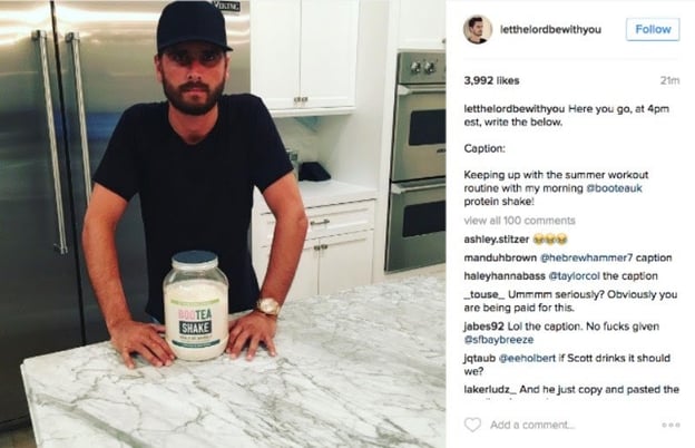 Scott Disick and Bootea Instagram post