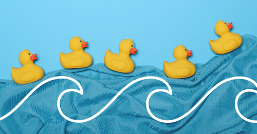 rubber ducks on blanket wave