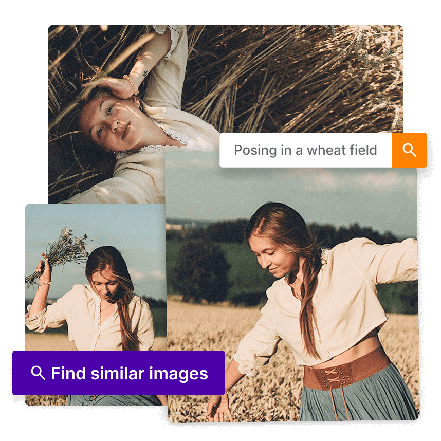 Model posing in a meadow