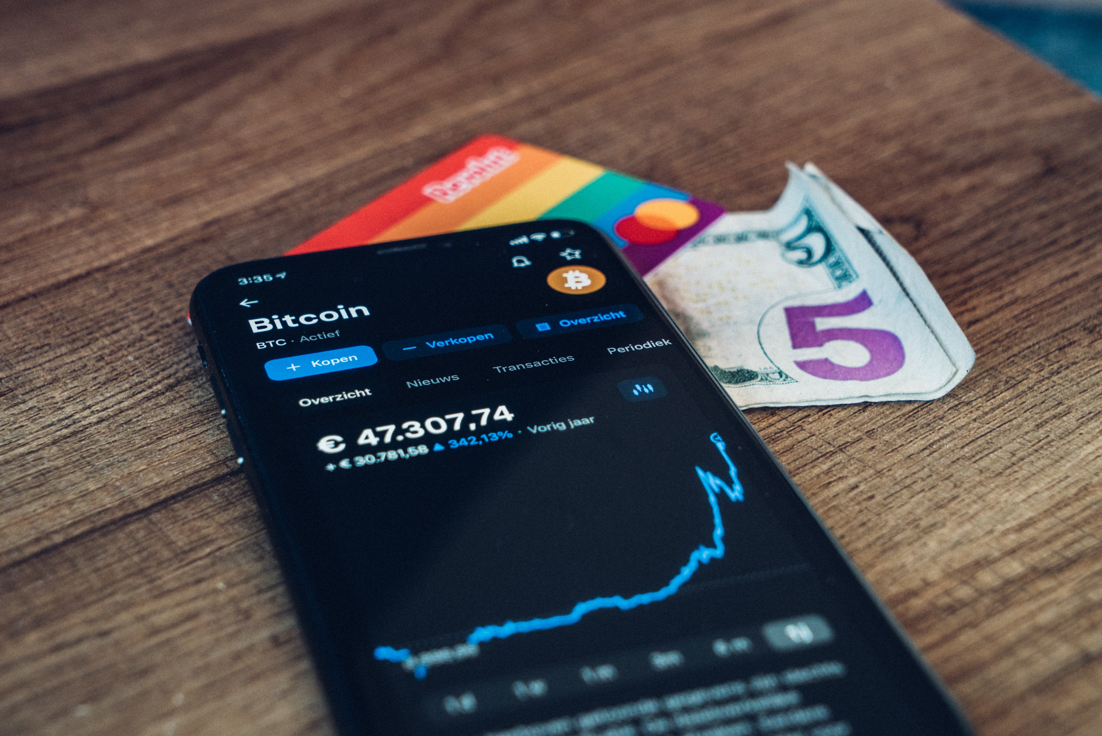 smart phone showing cryptocurrency stocks